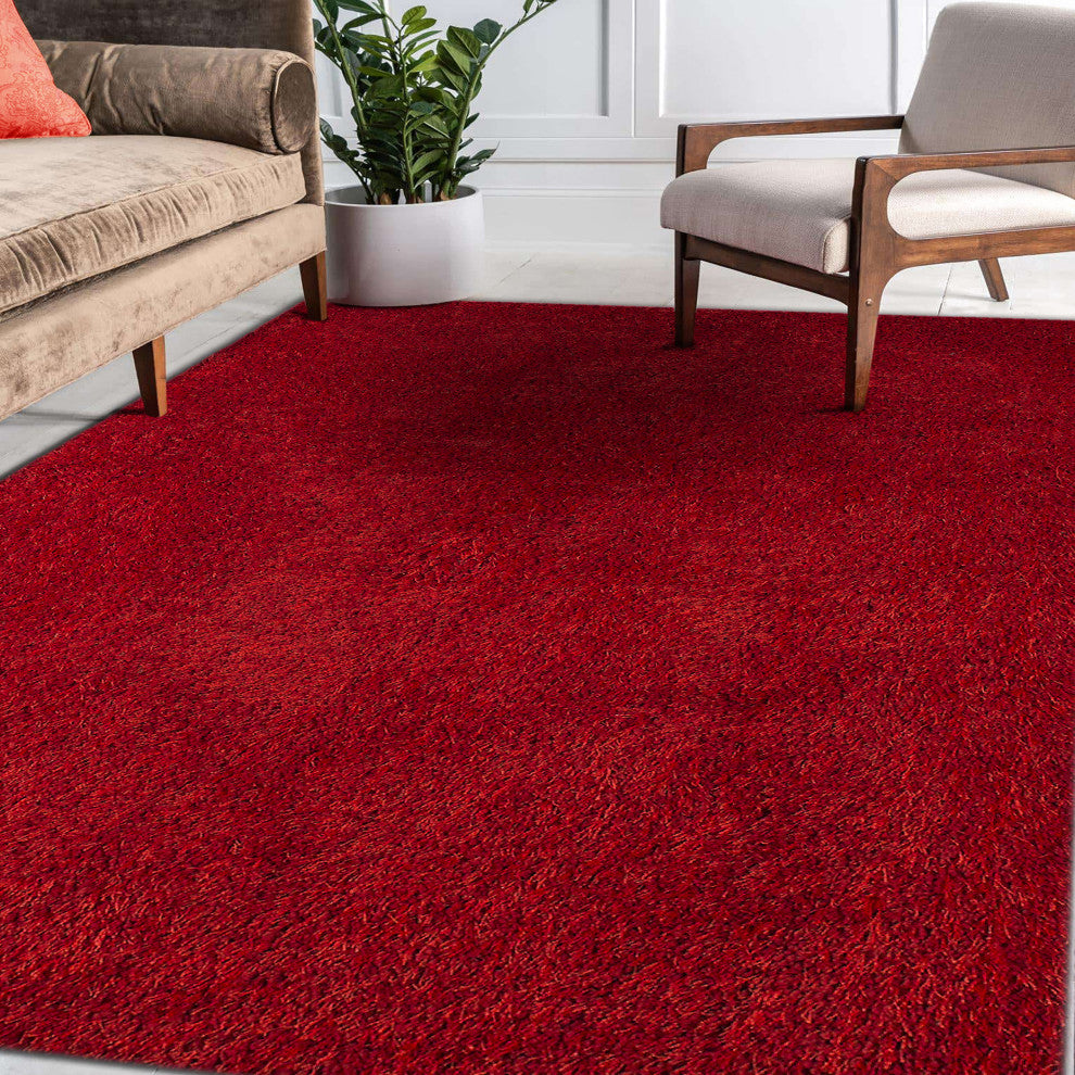 Illustrations Area Rug, Red, 8? x 11?, Solid