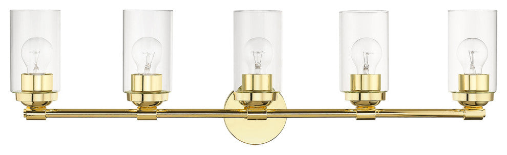 Whittier 5-Light Polished Brass Large Vanity Sconce