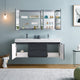 Valencia 60" Dark Slate Gray Wall Hung Double Sink Vanity, Faucet FFT1040CH