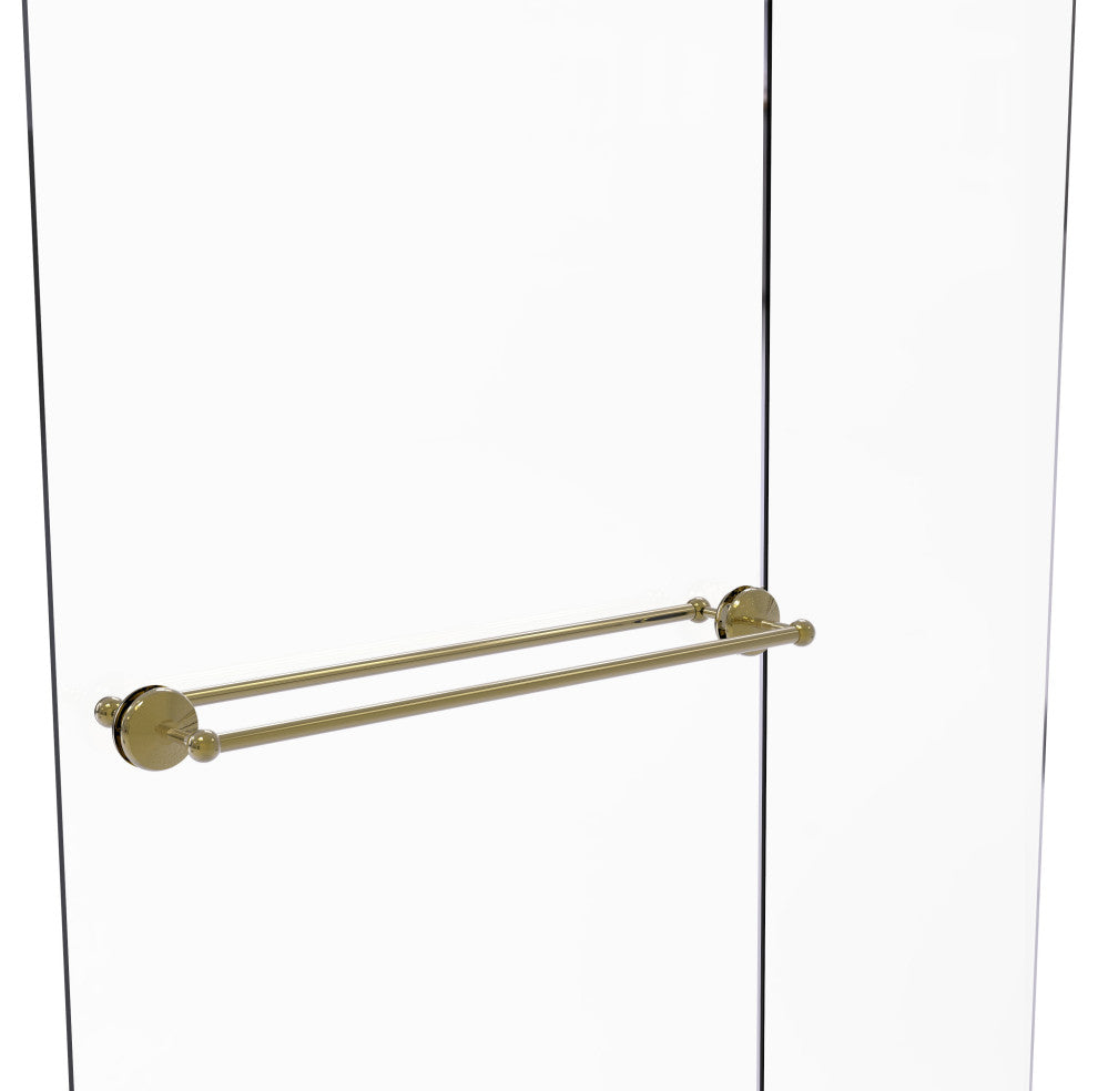 Monte Carlo 30" Back to Back Shower Door Towel Bar, unlacquered Brass