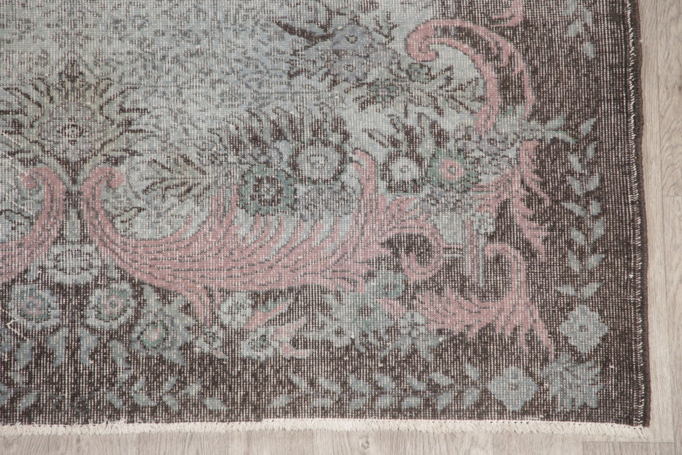 Consigned, Antique Traditional Handmade Turkish Overdyed Area Rug, Gray, 6x10