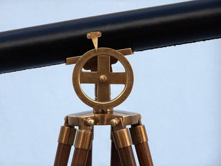 Floor Standing Antique Brass With Leather Griffith Astro Telescope 64''