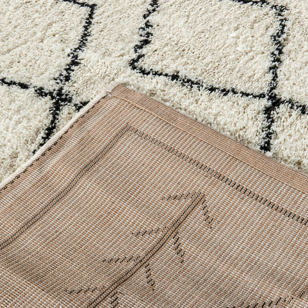 Geometric Style Bohemian Shag Area Rug, 5' X 7'