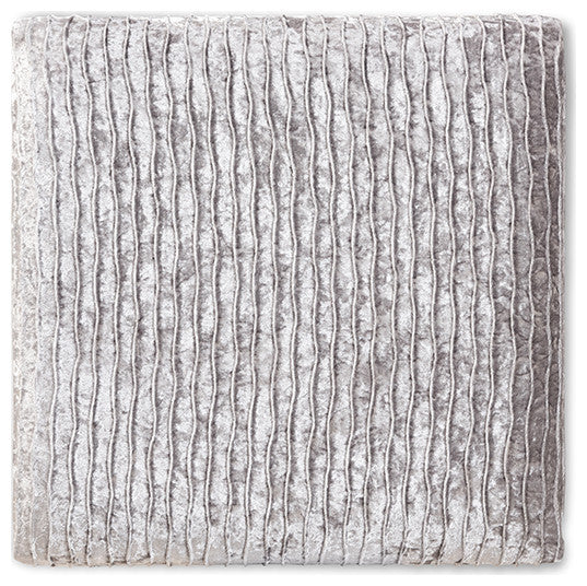 Fiore Glam and Luxe Grey Crushed Velvet Fabric Upholstered Gold Finished Ottoman