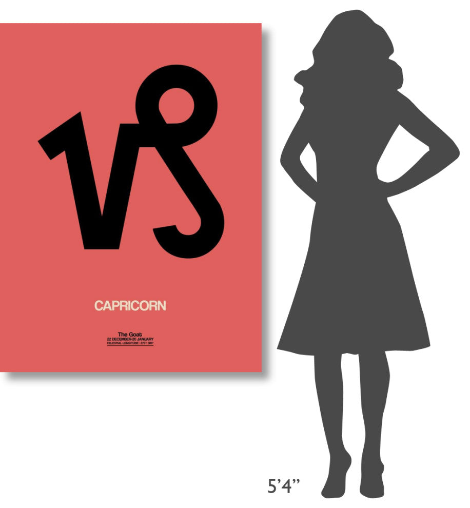 "Capricorn Zodiac Sign Black" Fine Art Print