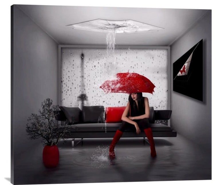 "Rain In Paris" Stretched Canvas Giclee by Natalia Simongulashvili, 36x32"