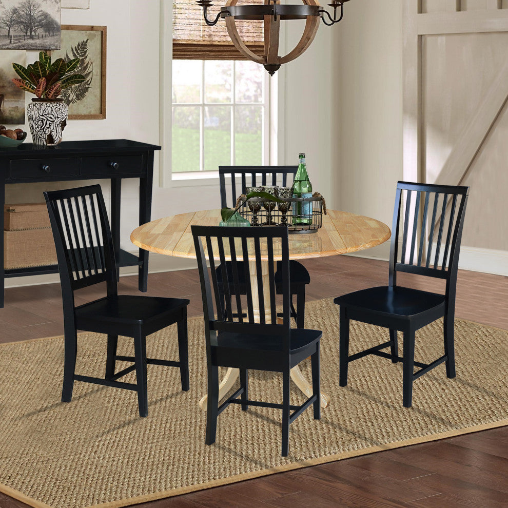 42 in. Dual Drop Leaf Table with 4 Slat Back Dining Chairs