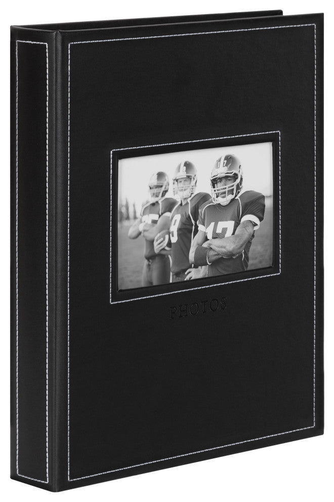 Debossed Faux Leather Photo Album Set, Black 40 Photos