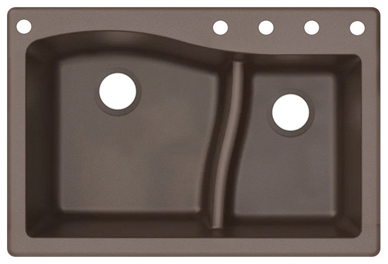 Aversa SilQ Granite 32" Undermount Kitchen Sink with 5 Holes in Espresso