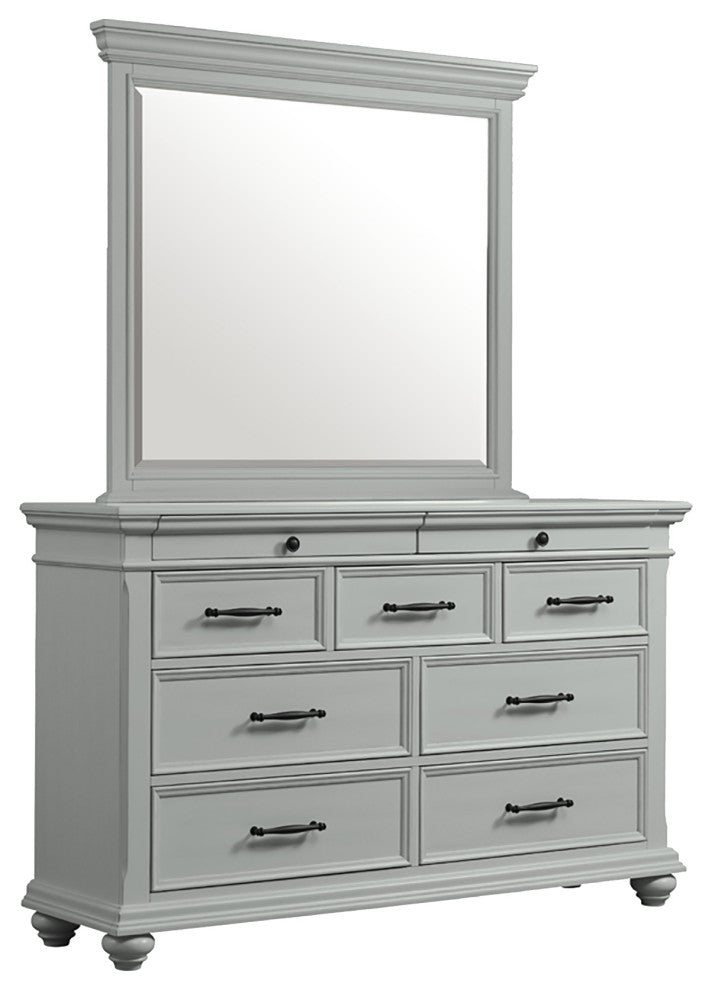 Picket House Furnishings Brooks 9-Drawer Dresser with Mirror in Grey