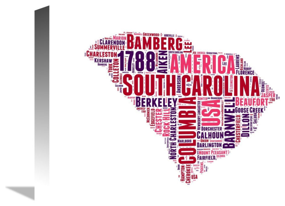 "South Carolina Word Cloud Map" Fine Art Print