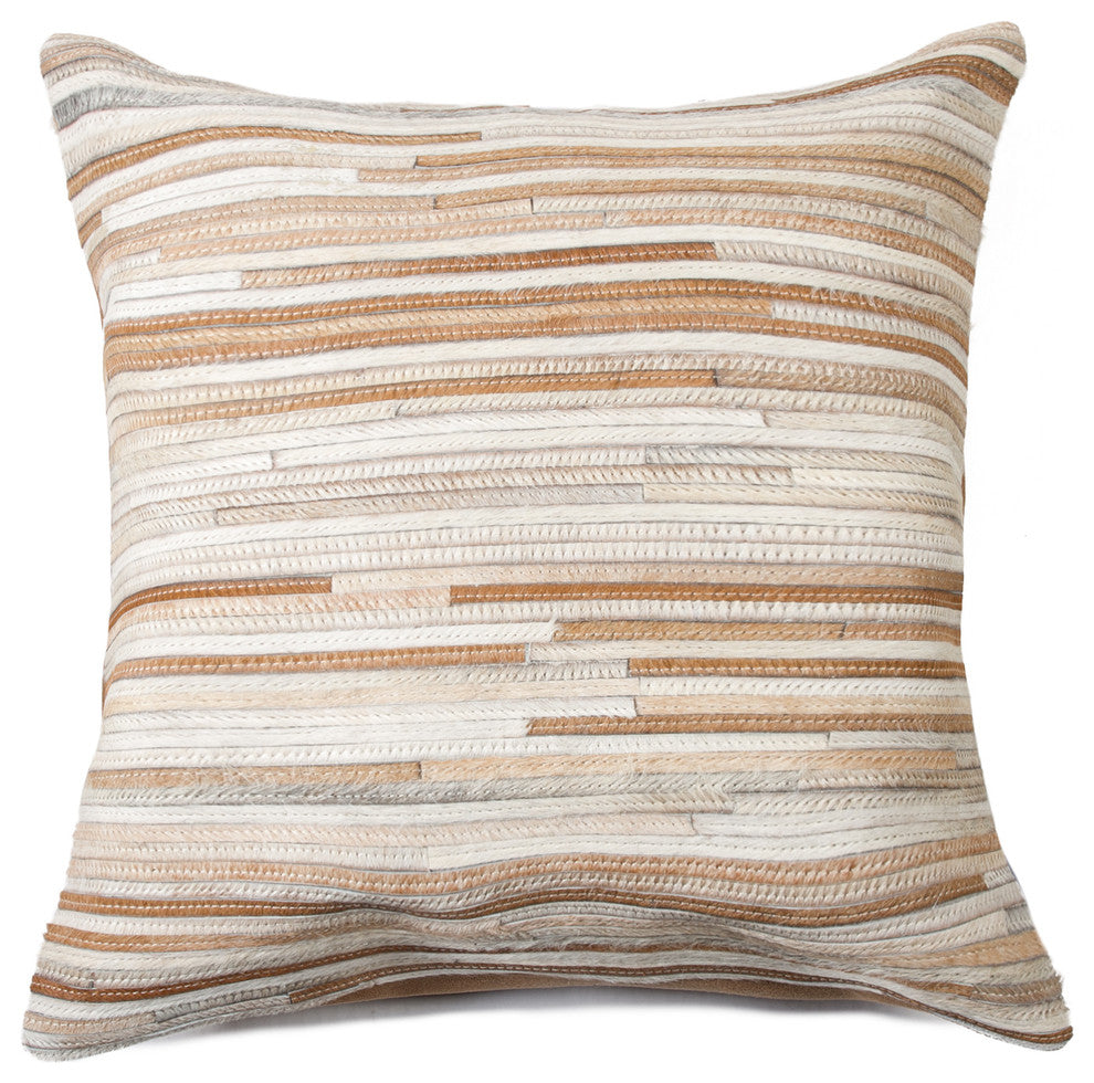 18"x18" Torino Seville Cowhide Pillow, Natural
