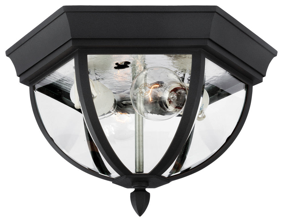 Generation Lighting Lighting 2-Light Outdoor Flush Mount, Black