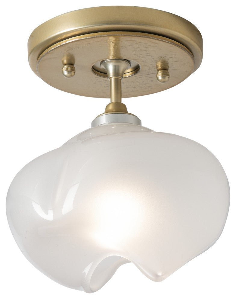 Ume 1-Light Semi-Flush, Modern Brass, Modern Brass Accents, Frosted Glass