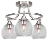 Paramount 3-Light Semi-Flush Light, Brushed Nickel, 5.75" Clear Bubble Glass