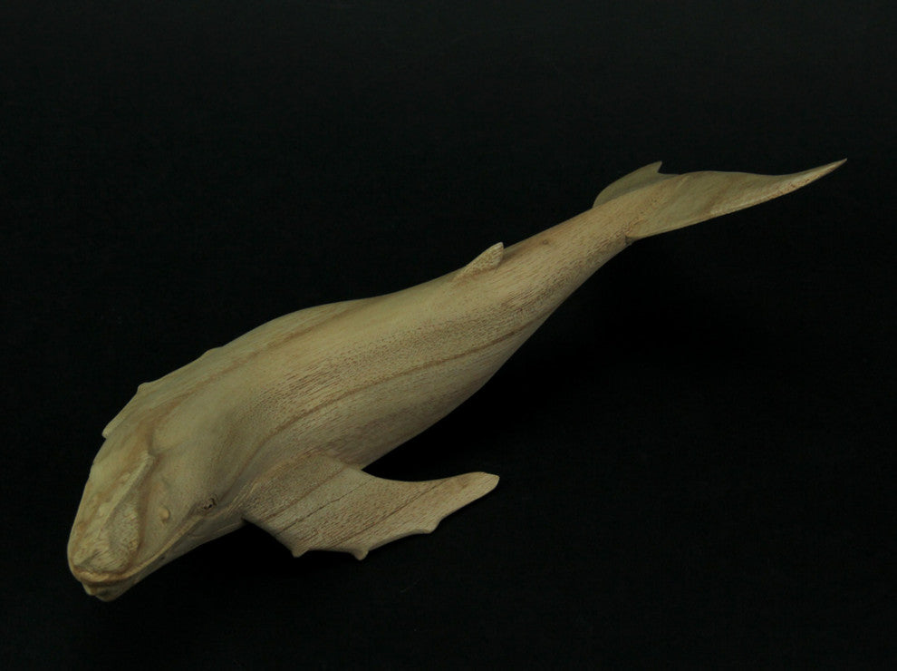Hand Carved Wooden Swimming Humpback Whale Figure