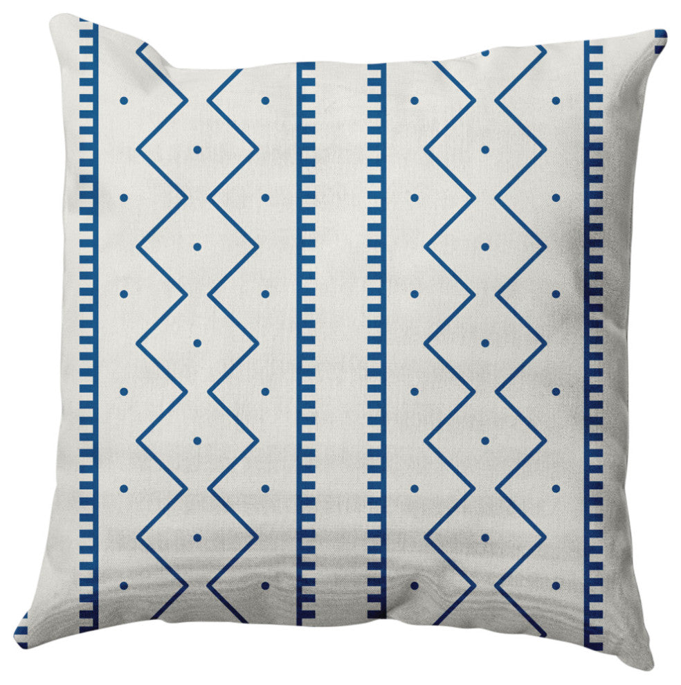 Mudcloth Decorative Throw Pillow, Dark Cobalt Blue, 26"x26"