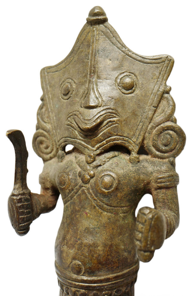 Consigned Antique Bronze Masked Knife Figure