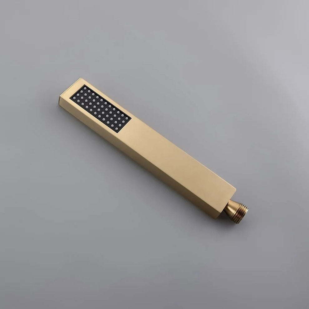 Modern Waterfall Freestanding Bathroom Bathtub Faucet Floor Mount Tub Filler, Brushed Gold