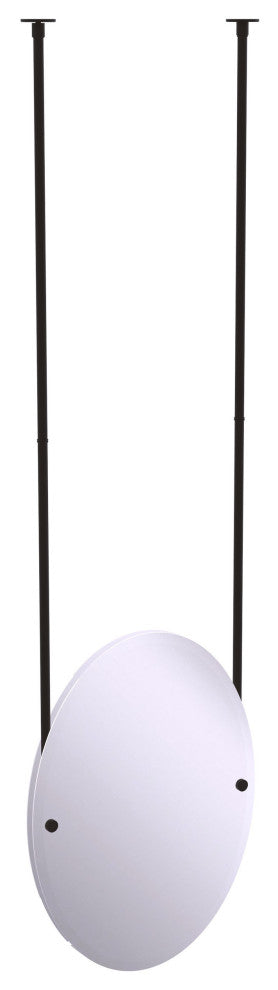 Frameless Oval Ceiling Hung Mirror with Beveled Edge, Oil Rubbed Bronze