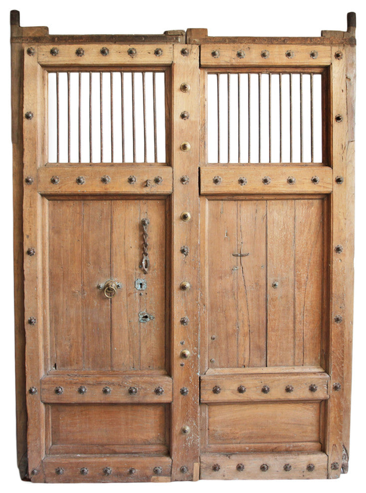 Consigned Vintage India Teak and Iron Doors