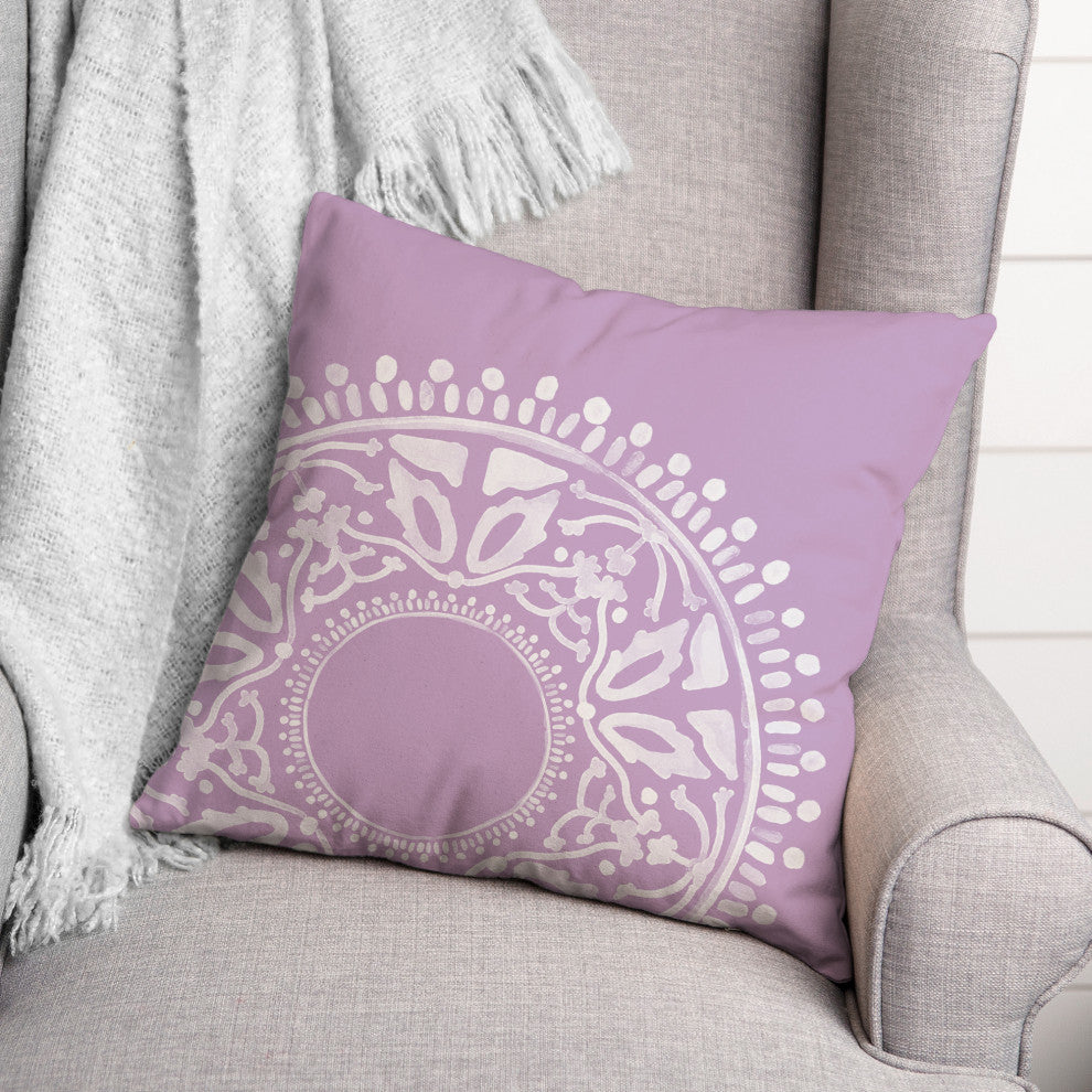 Purple Boho Circle 18x18 Indoor/Outdoor Pillow
