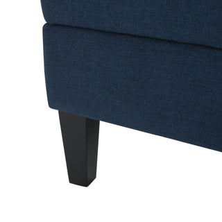 GDF Studio Carolina Tufted Cover Fabric Storage Ottoman, Dark Blue