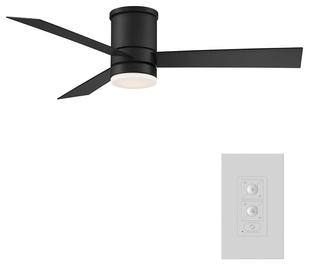 Axis 3-Blade Smart Flush Mount Ceiling Fan 52" Matte Black, 3500K LED Kit