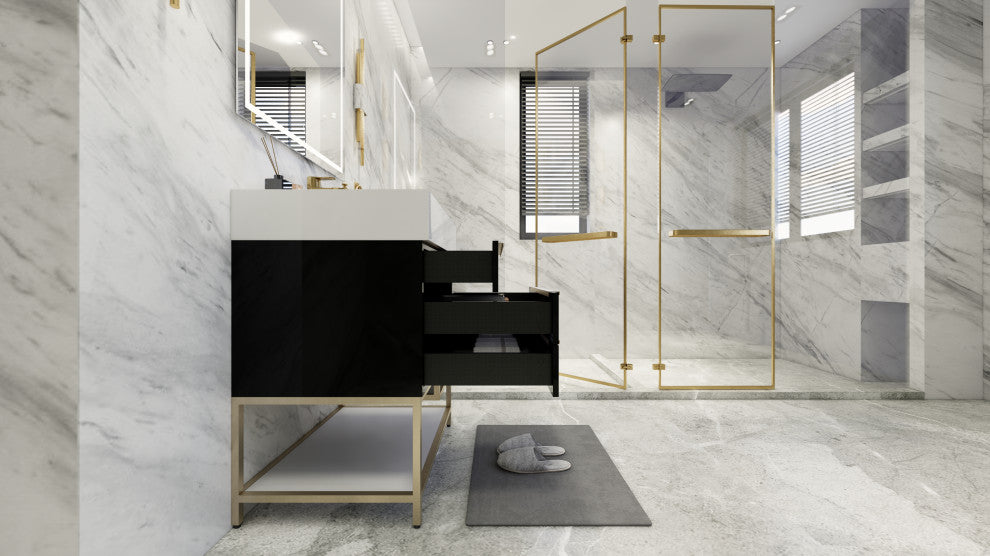 Madison 30" Freestanding Vanity with Reinforced Acrylic Sink, High Gloss Black