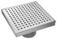 HEATGENE Square Shower Drain With Flat Cover and Base Flange, Brush, 6"
