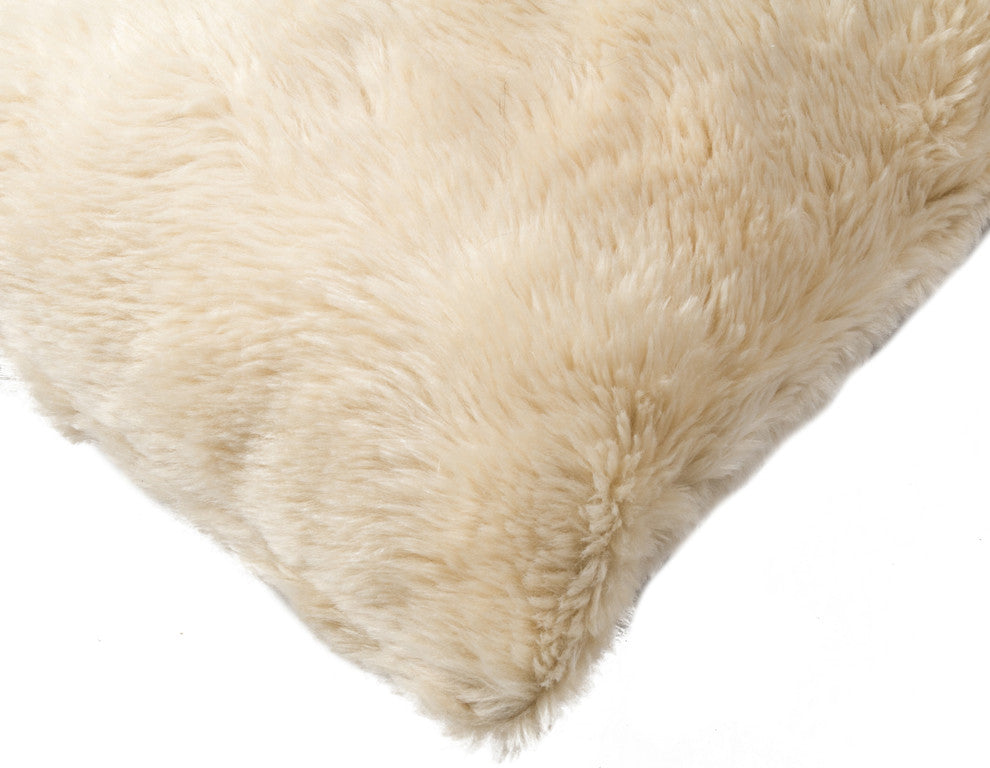 12"x20" Belton Faux Fur Pillow, Sand