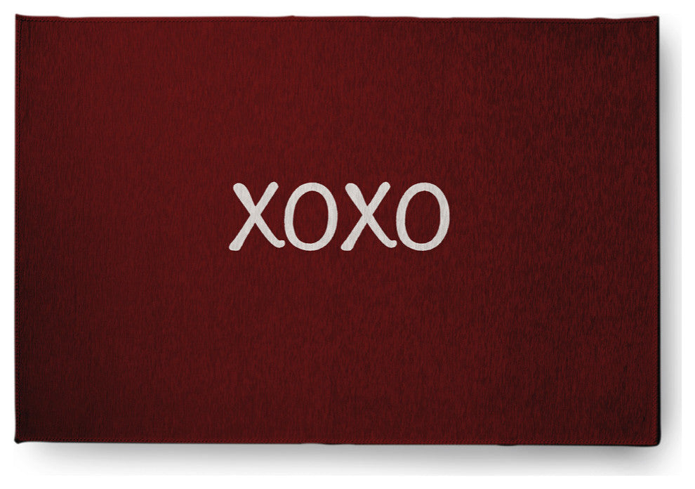 XOXO Valentines Chenille Rug, Maroon, 4'x6'
