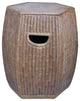 Chinese Hexagon Bamboo Theme Brown Ceramic Clay Garden Stool