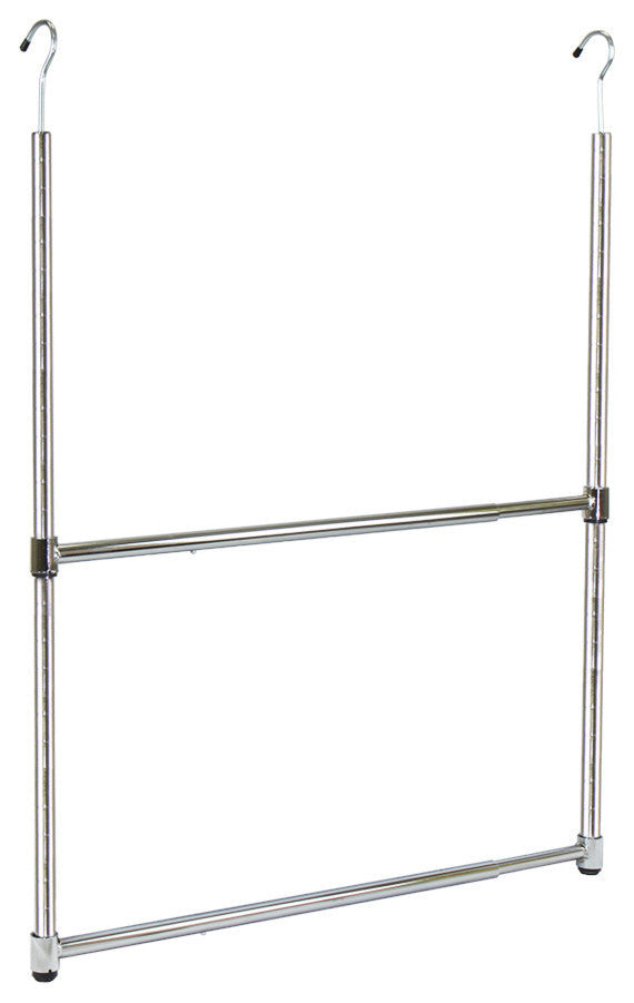 Adjustable Closet Hanger Rod, 2-Tier, Silver