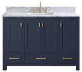 Avanity Modero Bath Vanity in Navy Blue, 48", Single Sink, Carrara White Marble