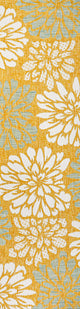 Zinnia Modern Floral Textured Weave Indoor/Outdoor, Yellow/Cream, 2x8