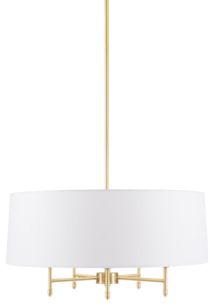 Hampton Hill 5-Light Dimmable Adjustable Height Chandelier, Gold/White