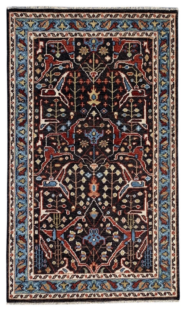 Hand-Knotted Wool Brown/Blue Traditional Classic Bidjar Collection Rug, 8'x10'