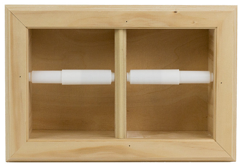 Bayshore Recessed Solid Wood Double Toilet Paper Holder 13.25 X 8.5, Unfinished