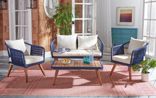 Safavieh Outdoor Raldin Rope 4 Piece Living Set Navy/Beige