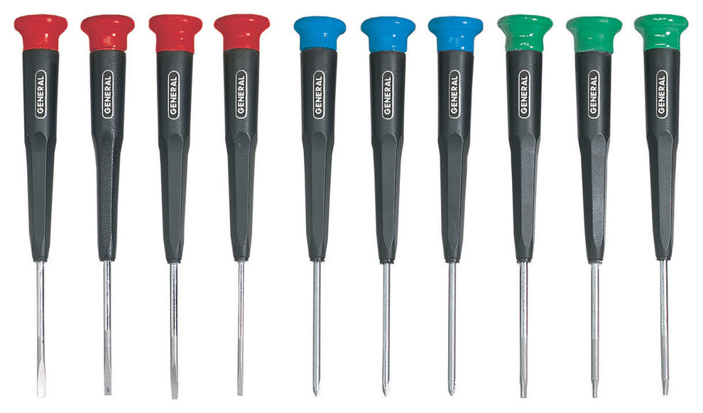 General Tools 690 Precision Screwdriver Set, 1-1/2" Blade Length, 10-Piece