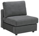 Benzara BM241975 Armless Chair With Fabric Padded Seat and Block Legs, Gray