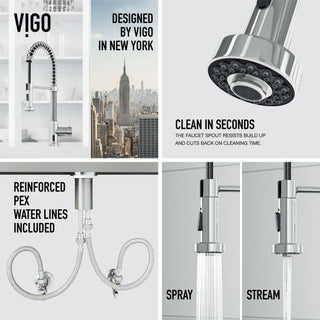 VIGO Edison 19" H Single Handle Pull-Down Sprayer Kitchen Faucet, Chrome, Touchless, Without Extras