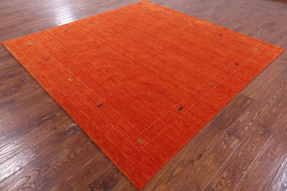 9' Square Handmade Persian Gabbeh Wool Rug Q6977