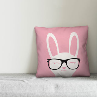 Happy Bunny with Glasses 20x20 Throw Pillow Cover
