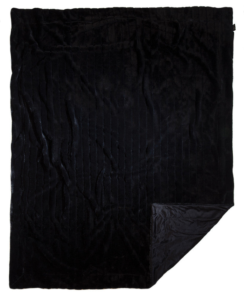 Faux Fur Throw Blanket, Black Striped Mink