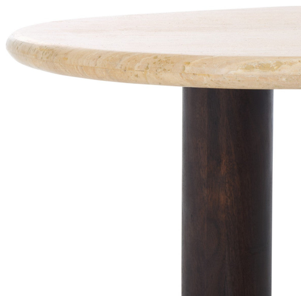 Safavieh Couture Celestyn Travertine Coffee Table, Travertine/Walnut