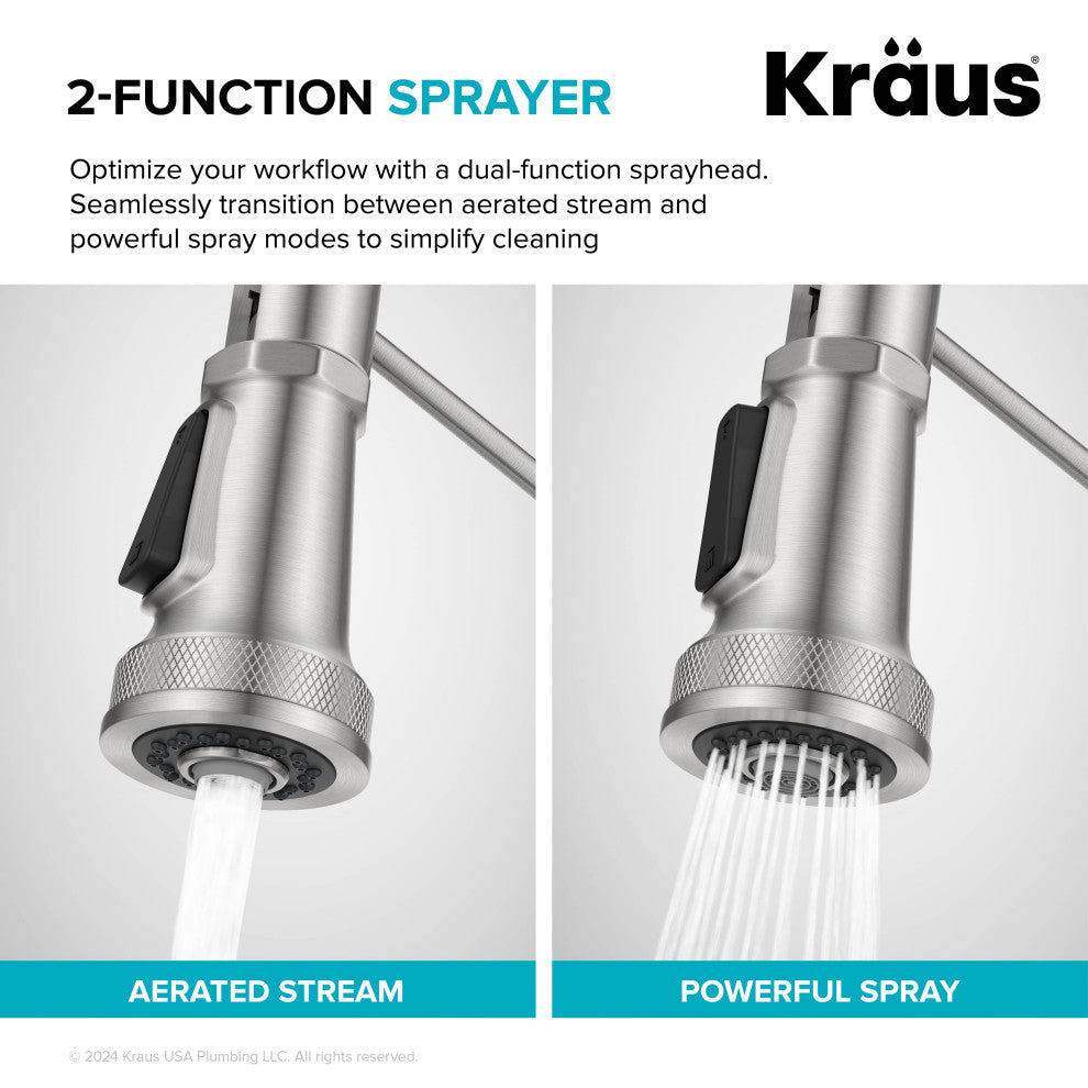 KRAUS Allyn Commercial Style 2-Function 1-Handle Pull Down Kitchen Faucet MB