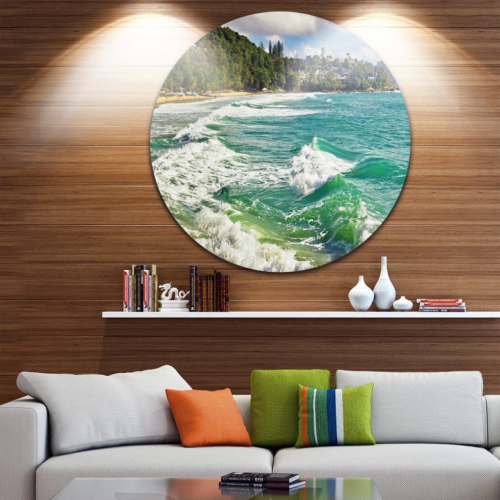 Exotic Tropical Beach Blue Waters, Beach Round Wall Art, 11"