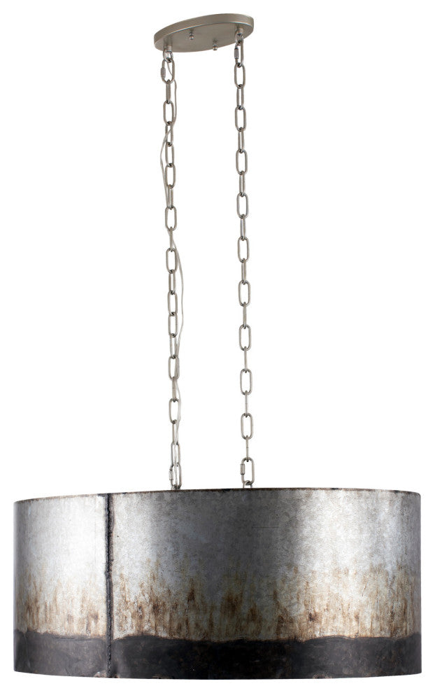 Varaluz 323N06 Cannery 30"W Linear Drum Chandelier - Ombre Galvanized